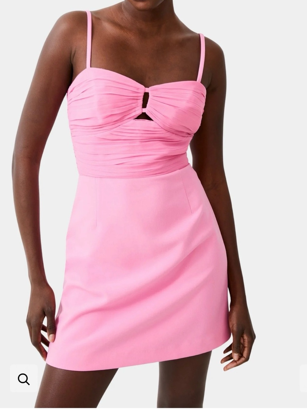 NWT French Connection Whisper Pink Ruched Bust Mini Dress with Keyhole